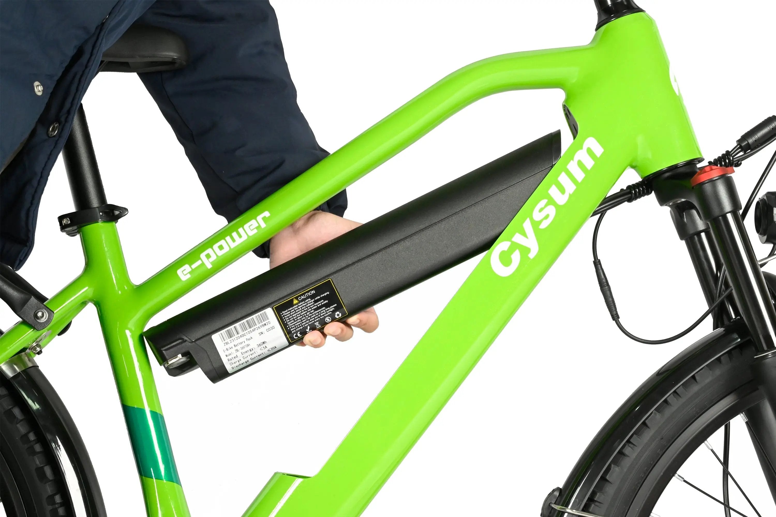 Vélo électrique CYSUM Hoody – 24”, 250W, 36V, conçu pour jeunes & ados, design sportif vert Puce Hades
