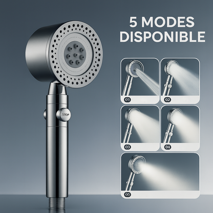 PJ532L- Pommeau de Douche Économique Haute Pression – 5 Modes + Filtre