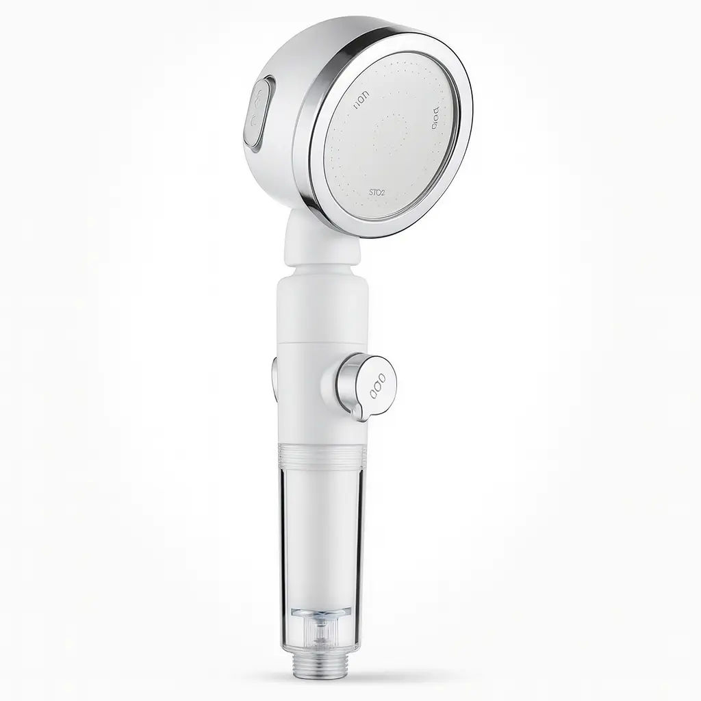 Pommeau de douche pressurisé filtrant – douchette à main, jet puissant & eau plus propre Solunergis