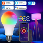 Tuya Smart WiFi E27 – Ampoule connectée RGB + blanc chaud/froid, 10W / 15W / 20W, contrôle vocal Alexa & Google Solunergis