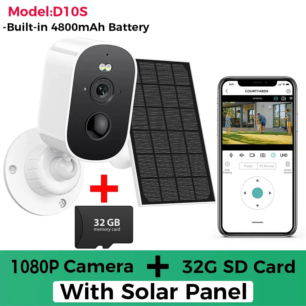 Caméra solaire Wi-Fi 1080P – batterie, détection PIR & audio 2-voies Solunergis