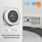 Thermostat WiFi Tuya – plancher chauffant électrique & chaudière eau/gaz, écran tactile LCD Solunergis