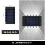 Lumière solaire murale 12 LED – étanche IP65, éclairage décoratif vers le haut et le bas, design moderne Solunergis