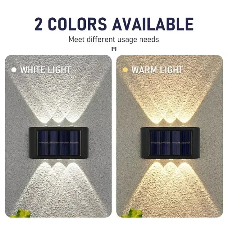 Lumière solaire murale 12 LED – étanche IP65, éclairage décoratif vers le haut et le bas, design moderne Solunergis