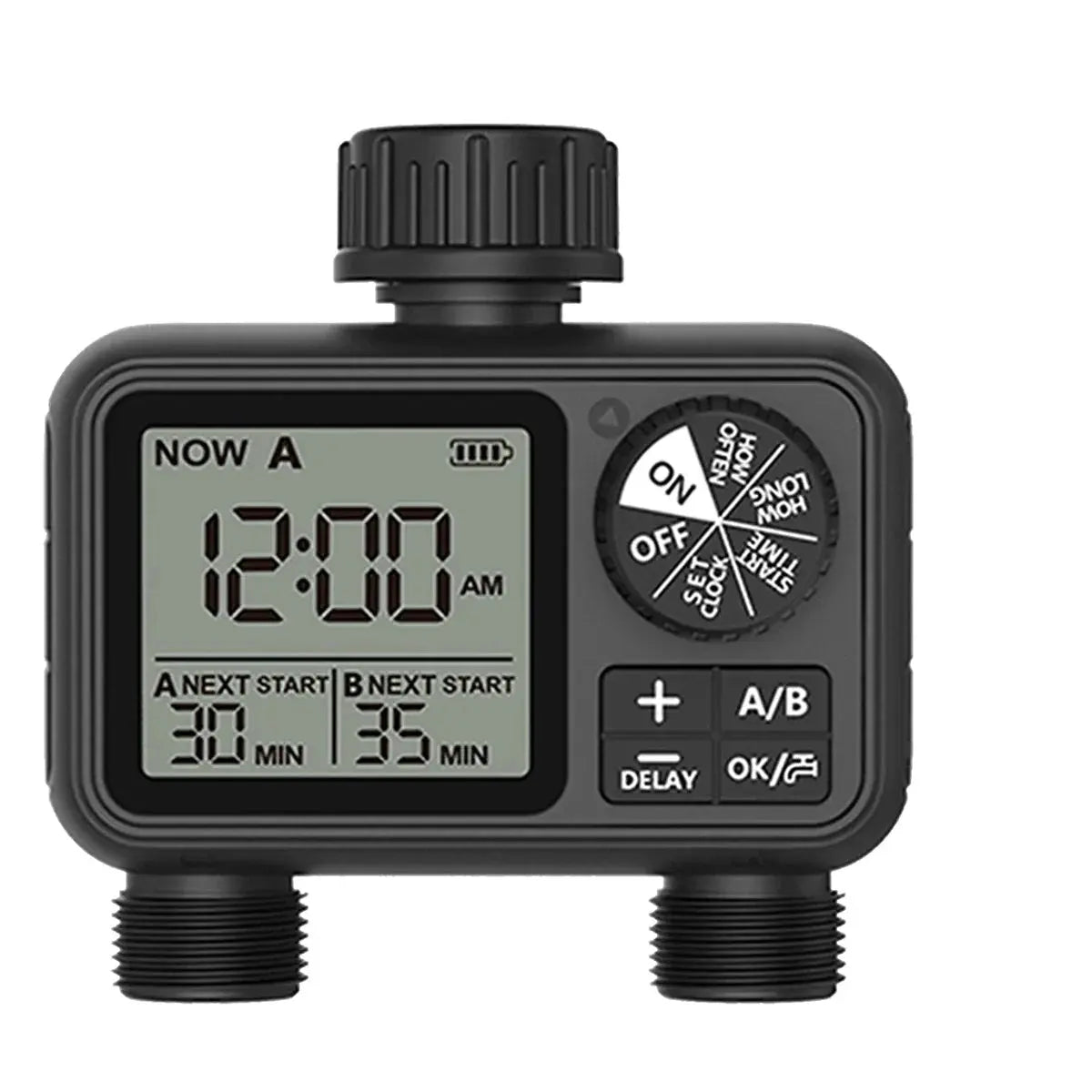 Minuterie d’arrosage digitale 2 sorties – A/B indépendantes, programmation flexible Solunergis
