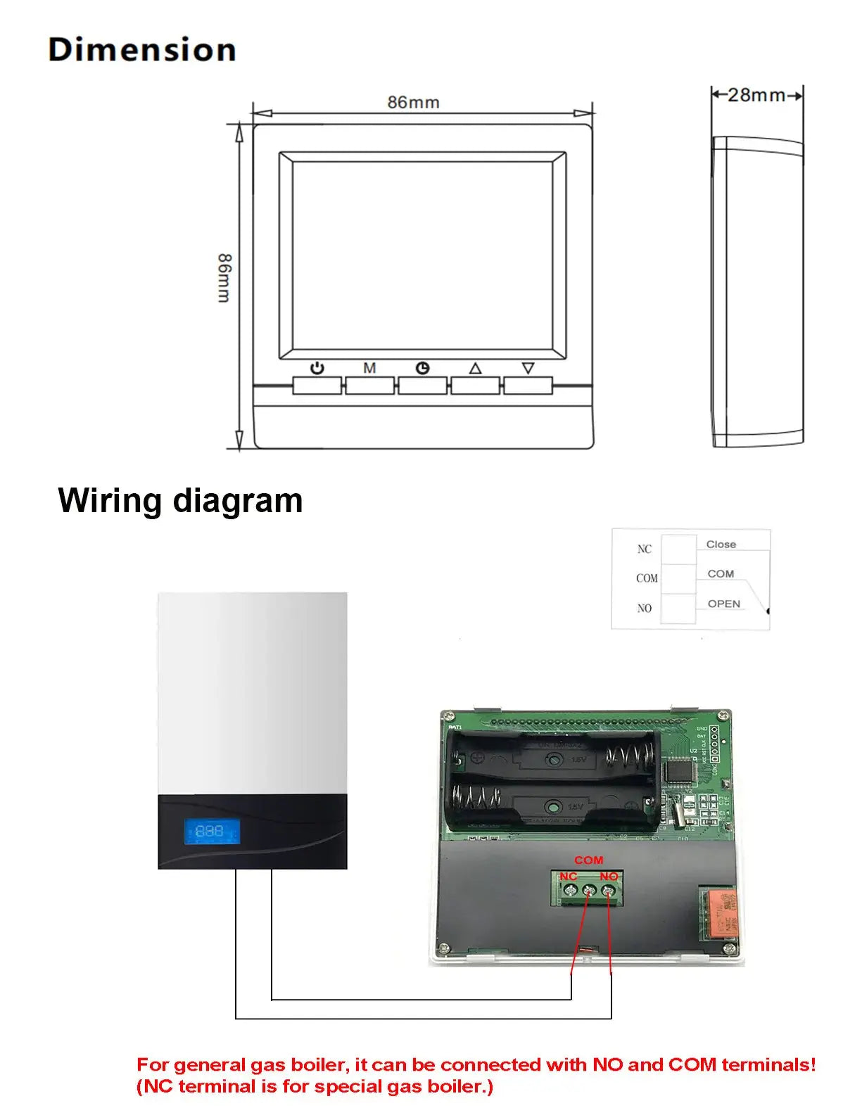 Digital Thermostat For Gas Boiler Room  Battery Programmable Heating Temperature Controller Boiler Thermostat Hand Wall Mount Solunergis