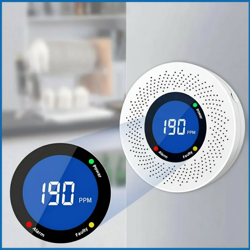 New Carbon Monoxide Standalone Detector CO Alarm With Screen Display Battery Powered CE Certified For Home Kitchen Office Use Solunergis