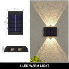Lumière solaire murale 12 LED – étanche IP65, éclairage décoratif vers le haut et le bas, design moderne Solunergis