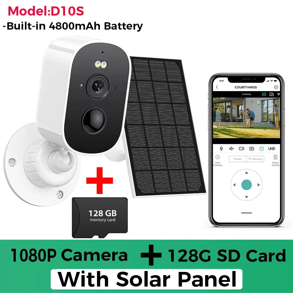 Caméra solaire Wi-Fi 1080P – batterie, détection PIR & audio 2-voies Solunergis