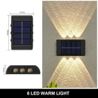 Lumière solaire murale 12 LED – étanche IP65, éclairage décoratif vers le haut et le bas, design moderne Solunergis