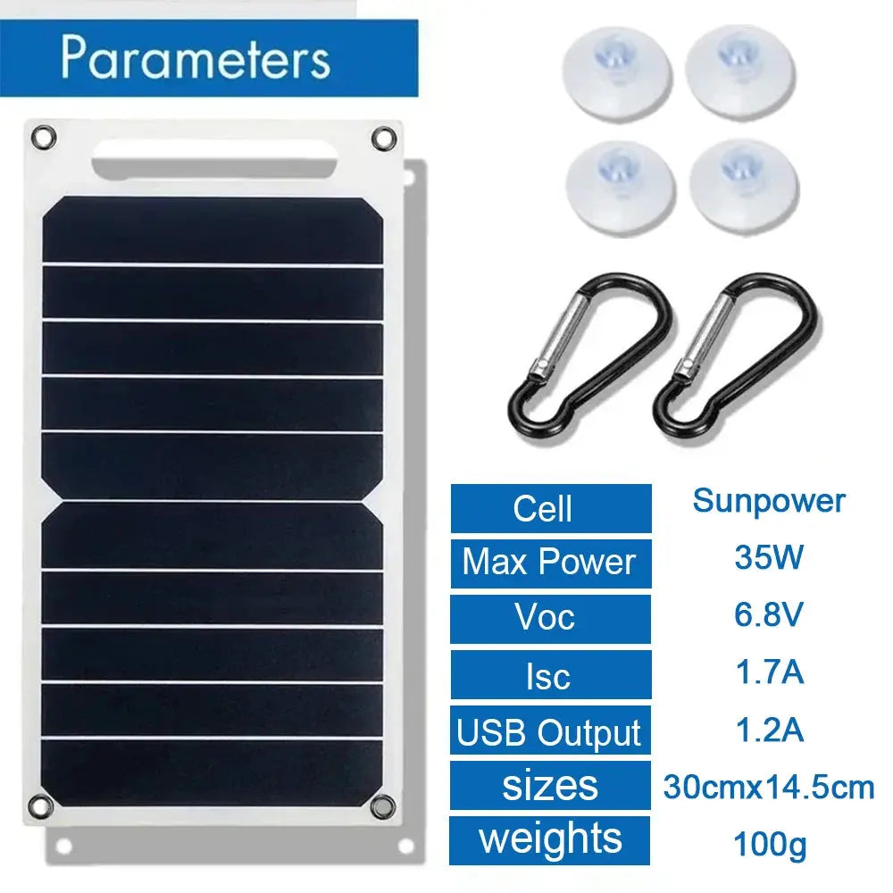 Panneau solaire portable 35 W (USB 5 V) – charge sûre & stable pour powerbank et smartphone Solunergis