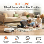 ILIFE V2 Robot aspirateur : 2 h d’autonomie, auto-recharge, format slim, fonctionnement silencieux Solunergis