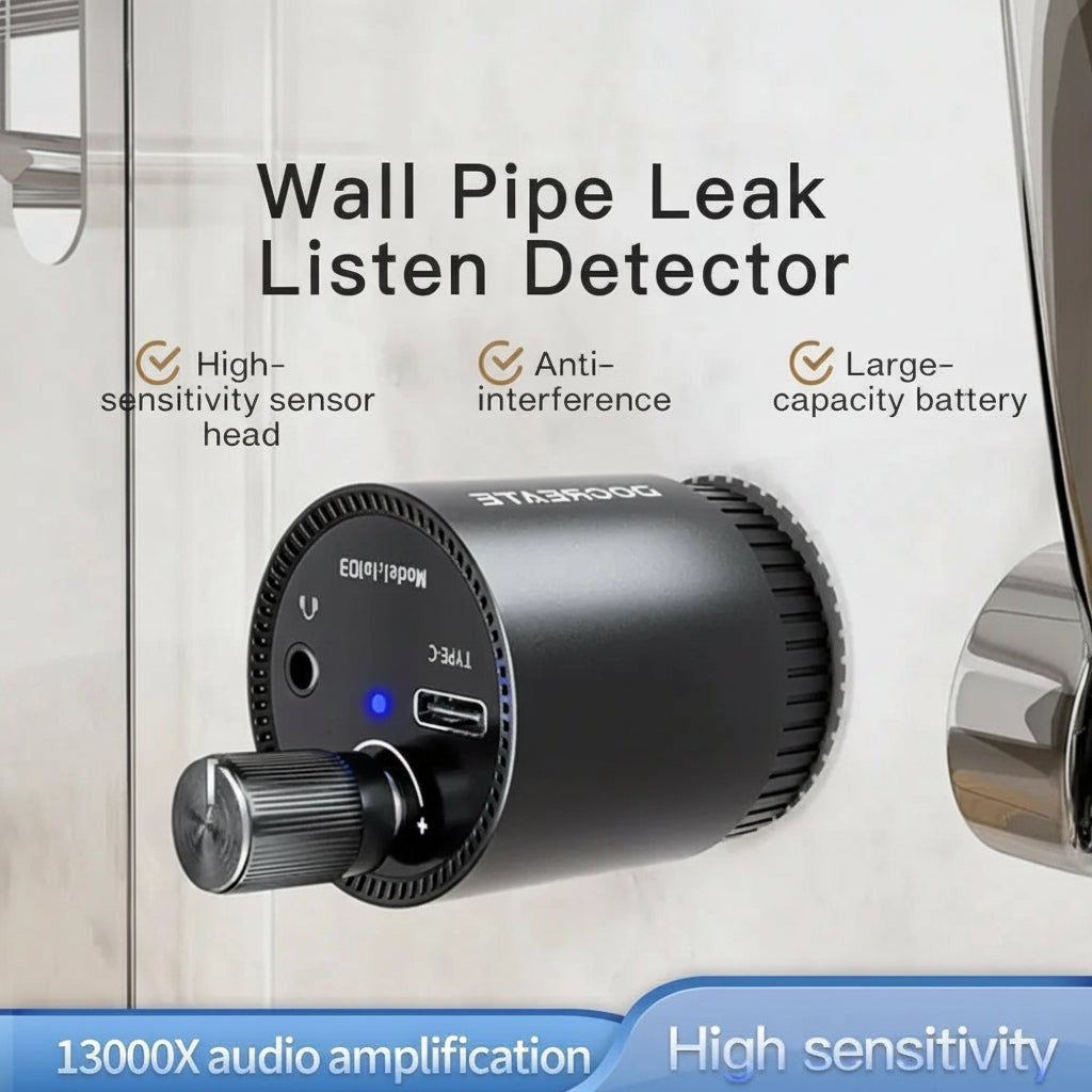 Water Mains Leak Detector Underground Pipe Leak Monitor Portable Type-C Leak Detector kit with Headphones for Indoor and Outdoor Solunergis