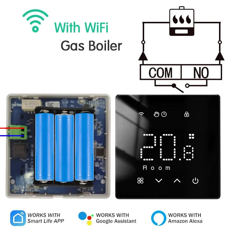 Floor Heating Thermostat Tuya WiFi Programmable Temperature Controller for Electric Warm Gas Boiler Smart Life Work with Alexa Solunergis