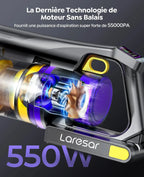 Aspirateur balai sans fil Laresar X11 – 550 W, 55 000 Pa, 60 min d’autonomie Solunergis