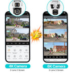 Caméra Wi-Fi PTZ triple objectif 6K – triple écran, suivi IA & vision couleur nuit Solunergis