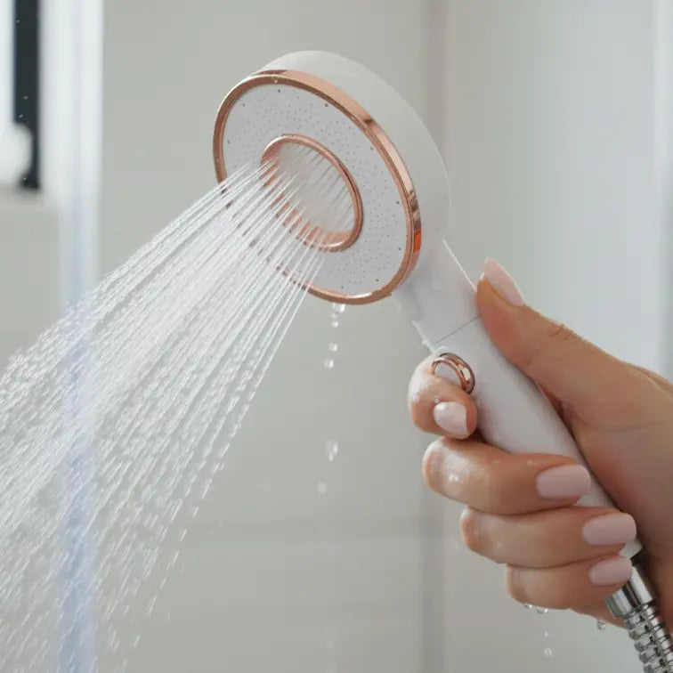 Pommeau de douche haute pression 3 modes – économie d’eau & bouton stop Solunergis