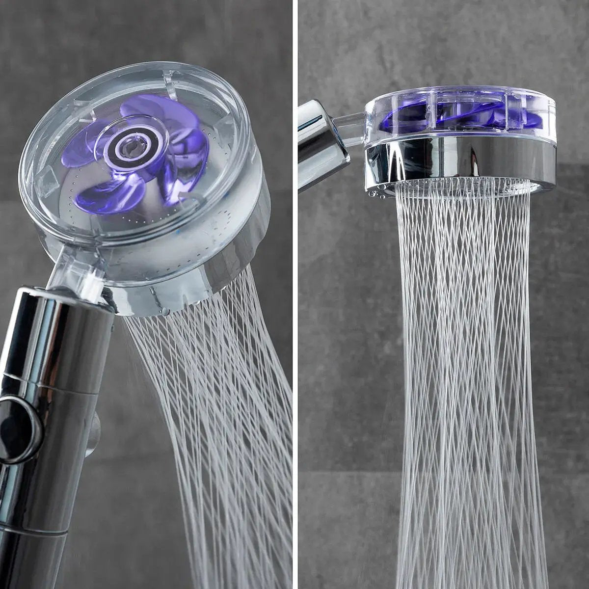 Douchette haute pression éco – tête de douche turbo 360°, économie d’eau & bouton arrêt instantané Solunergis