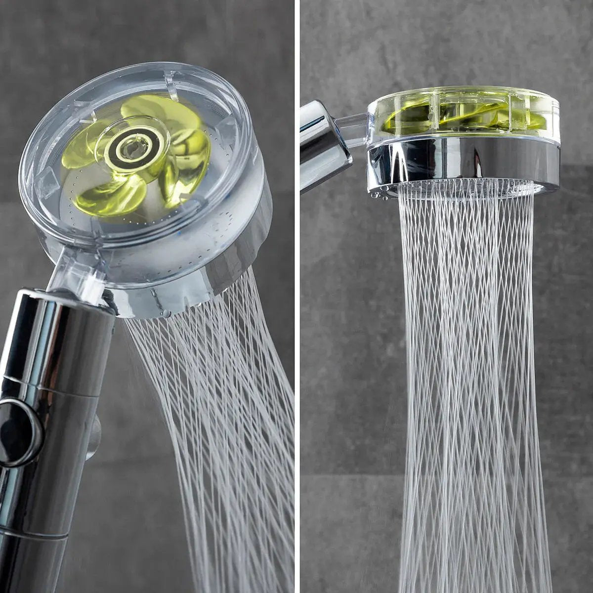 Douchette haute pression éco – tête de douche turbo 360°, économie d’eau & bouton arrêt instantané Solunergis