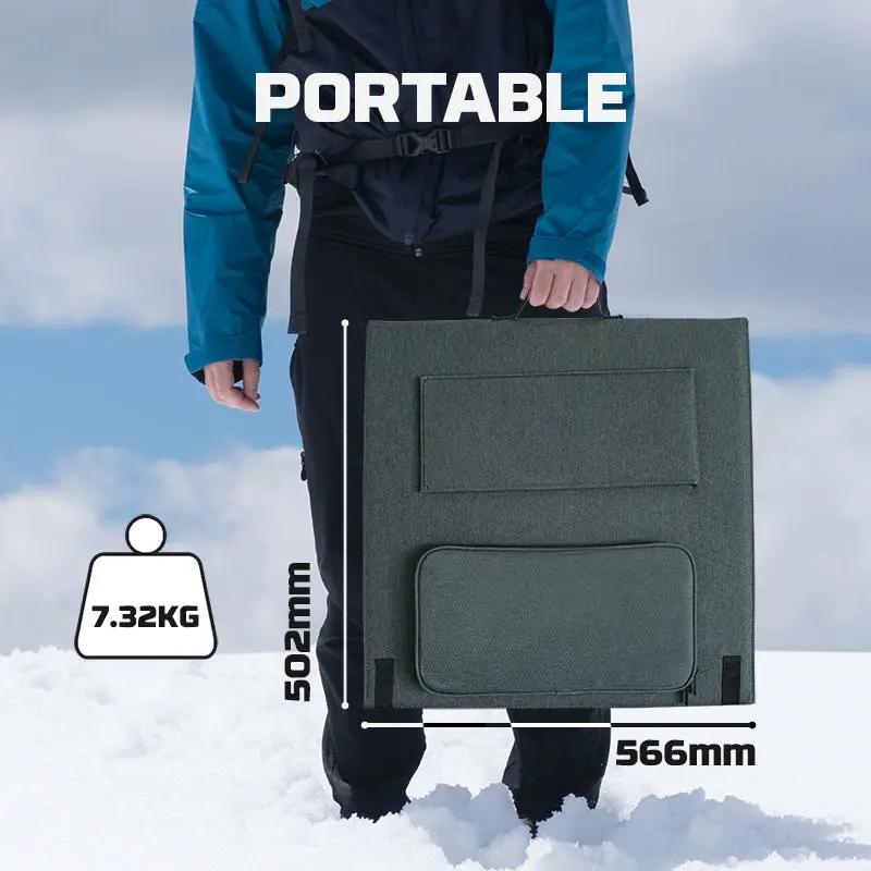 Powerwin PWS220 –  Panneau solaire pliable 220 W, étanche, portable pour camping et station d’énergie Indigo Icarus