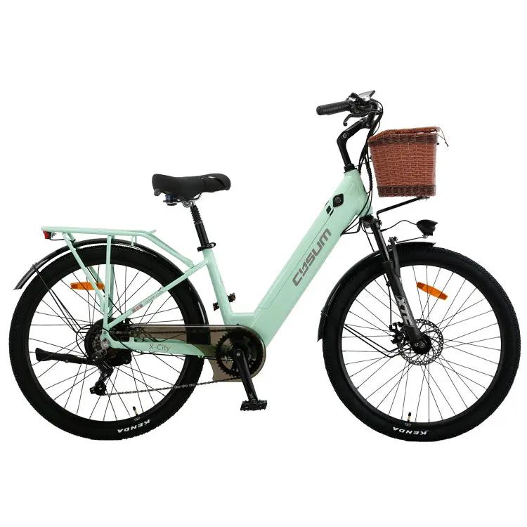 Vélo électrique CYSUM X-City – 26”, 250W, 48V, autonomie 100 km, cadre bas & design urbain Puce Hades
