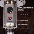 Chauffage de terrasse au gaz 88" – portable, sécurité arrêt automatique Teal Simba