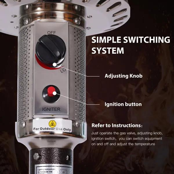 Chauffage de terrasse au gaz 88" – portable, sécurité arrêt automatique Teal Simba