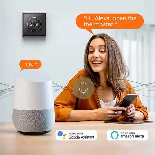 Thermostat WiFi à molette Tuya – plancher chauffant & chaudière eau/gaz, écran TFT 1,32" Solunergis