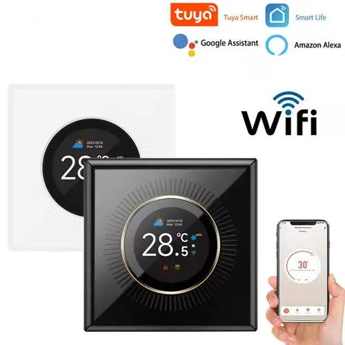 Thermostat WiFi à molette Tuya – plancher chauffant & chaudière eau/gaz, écran TFT 1,32" Solunergis